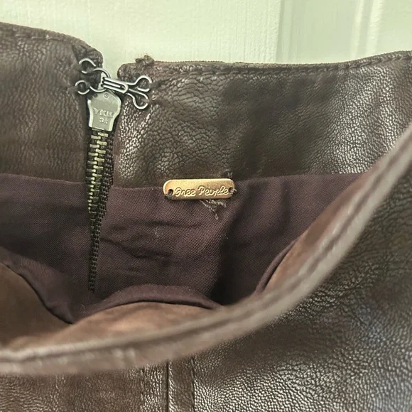 Free People Modern Femme Vegan Leather Mini Skirt Brown Size 6 - Picture 6 of 8